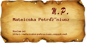 Mateicska Petróniusz névjegykártya